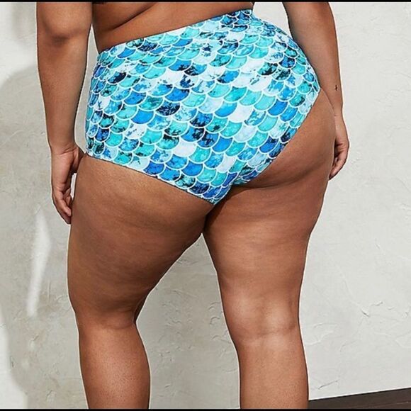 TORRID BLUE MERMAID HIGH‎ WAIST KNOT FRONT SWIM BOTTOM - Picture 3 of 6